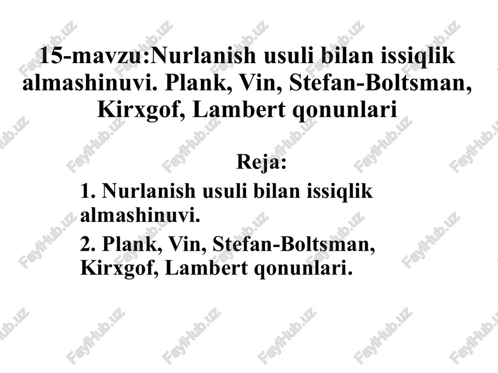 nurlanish usuli bilan issiqlik almashinuvi — PPTX