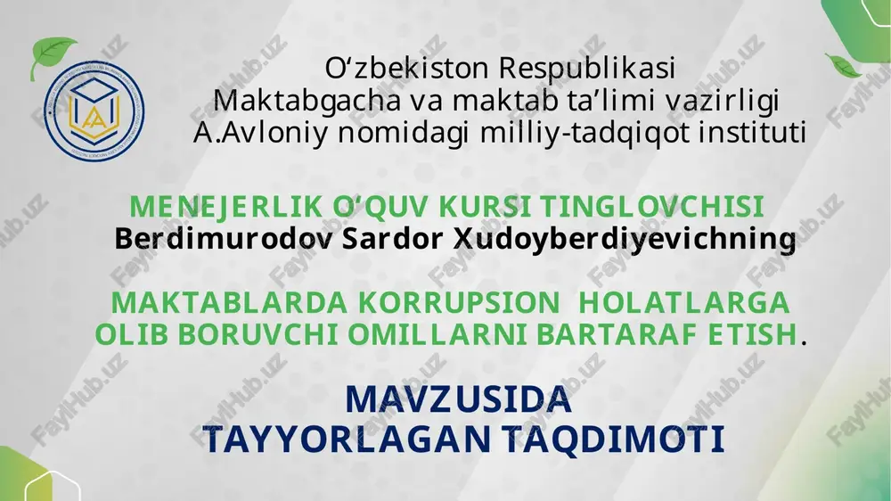 menejerlik o‘quv kursi tinglovchisi — PPTX
