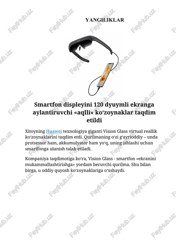 vision glass virtual reallik ko‘zoynaklar — DOCX