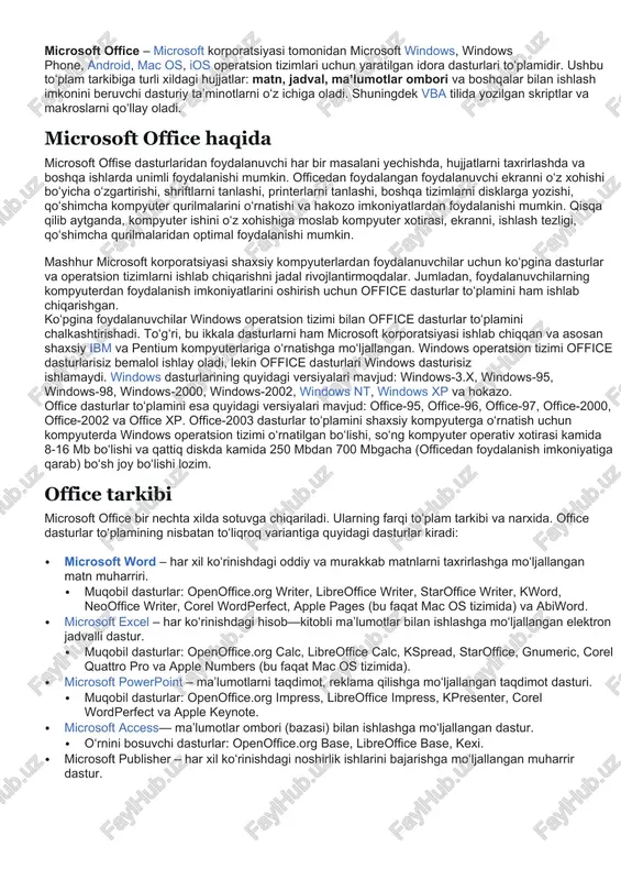 microsoft office. xaqida ma`lumot — DOCX