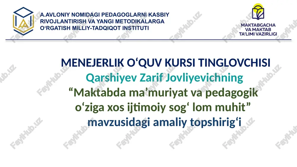 menejerlik o‘quv kursi — PPTX