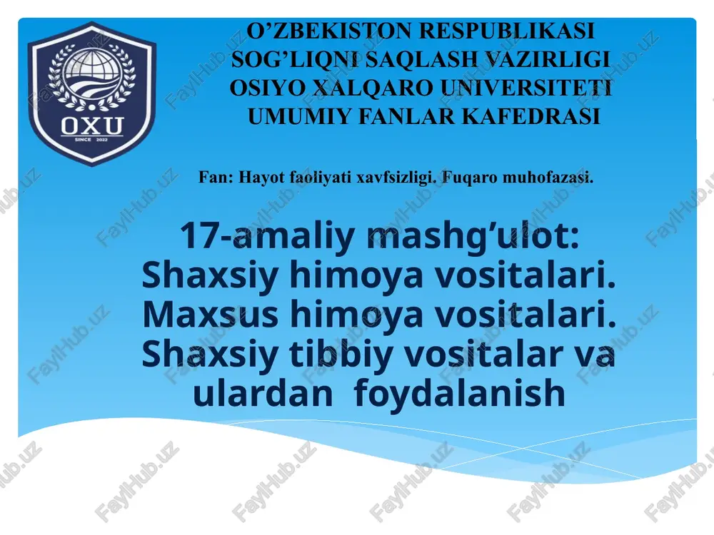 shaxsiy himoya vositalari — PPTX