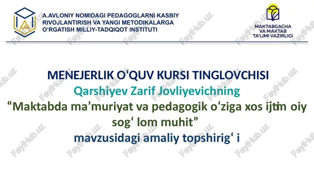 menejerlik o‘quv kursi tinglovchisi — PPTX