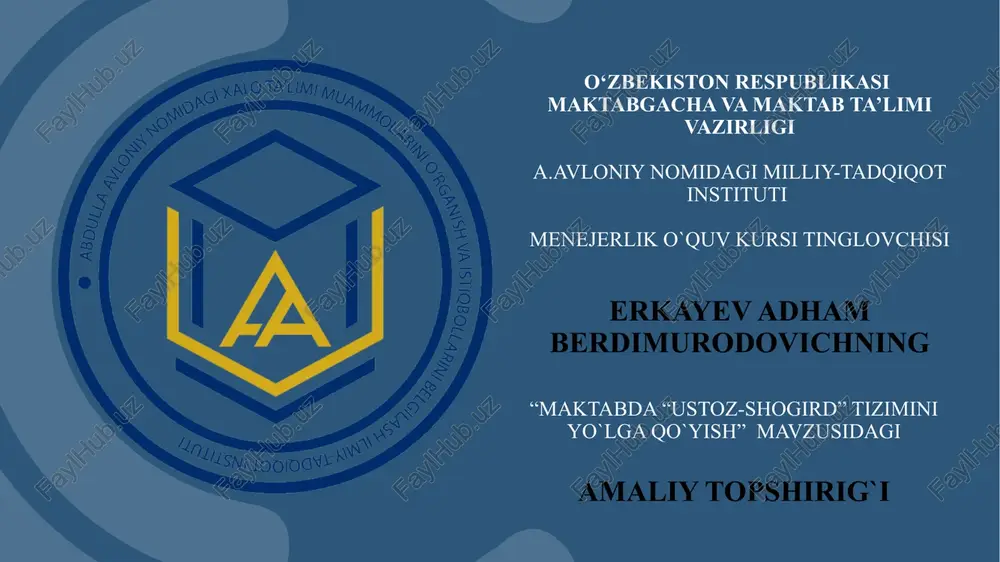 “ustoz-shogird” tiziminiyo`lga qo`yish — PPTX