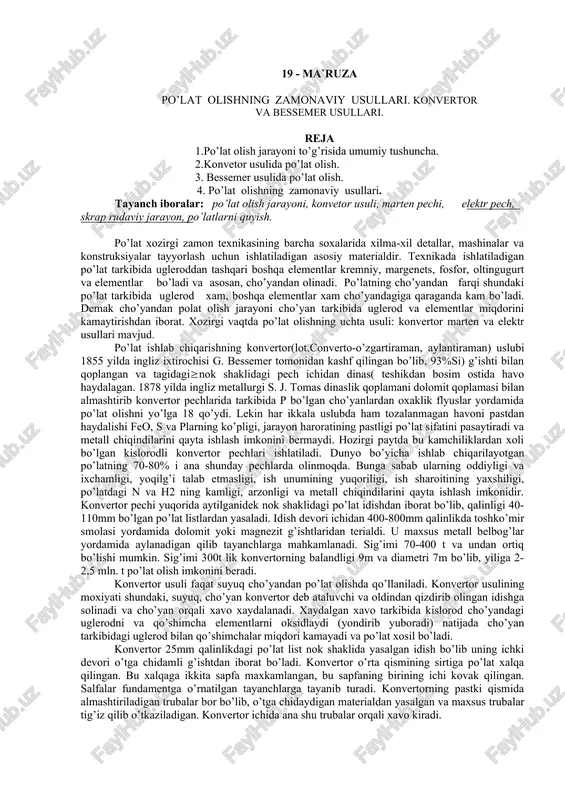 po’lat olishning zamoniaviy usullari — DOCX