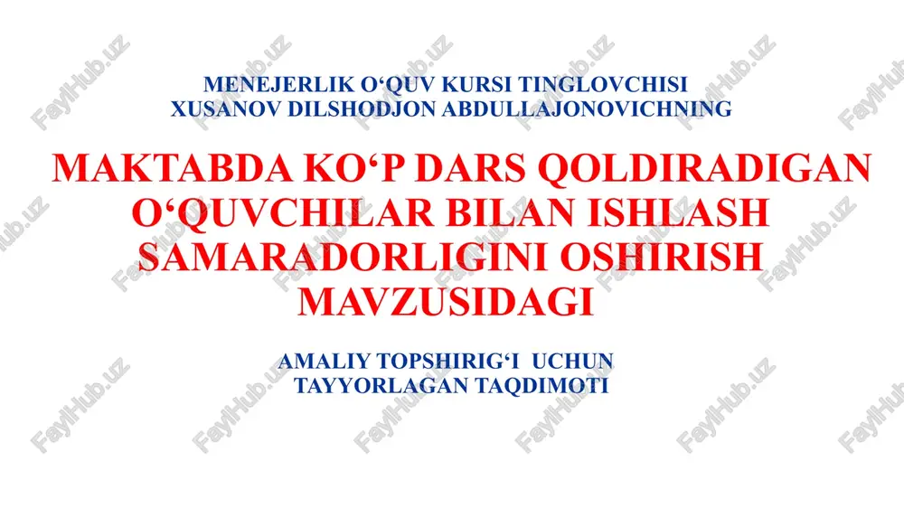 menejerlik o‘quv kursi tinglovchi — PPTX