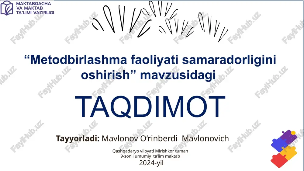 metodbirlashma faoliyatini oshirish — PPTX