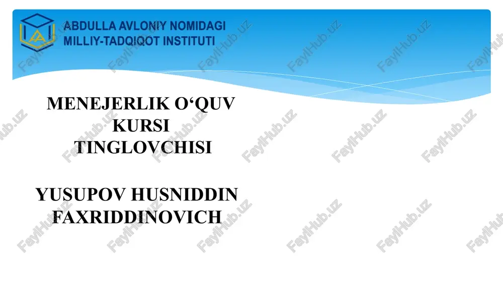 menejerlik o‘quv kursi — PPTX