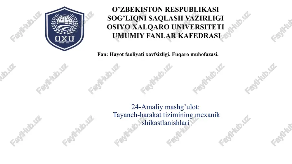 tayanch-harakat tizimining mexanik shikastlanishlari — PPTX