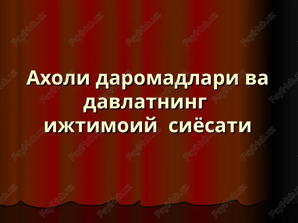axoli daromadlari va davlatning ijtimoiy siyosati — PPT
