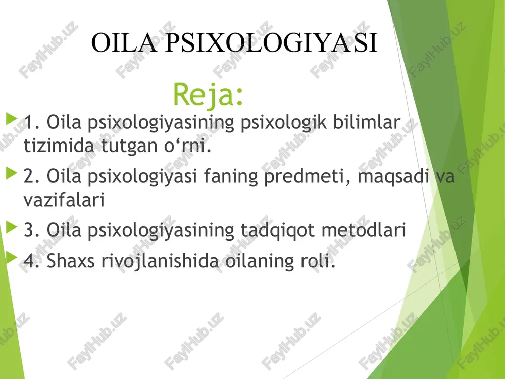 oila psixologiyasi — PPT
