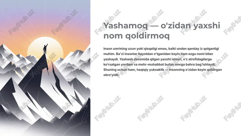 yashamoq — o'zidan yaxshi nom qoldirmoq — PPTX