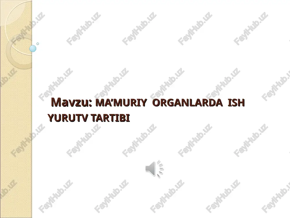 ma’muriy organlarda ish yurutv tartibi — PPT
