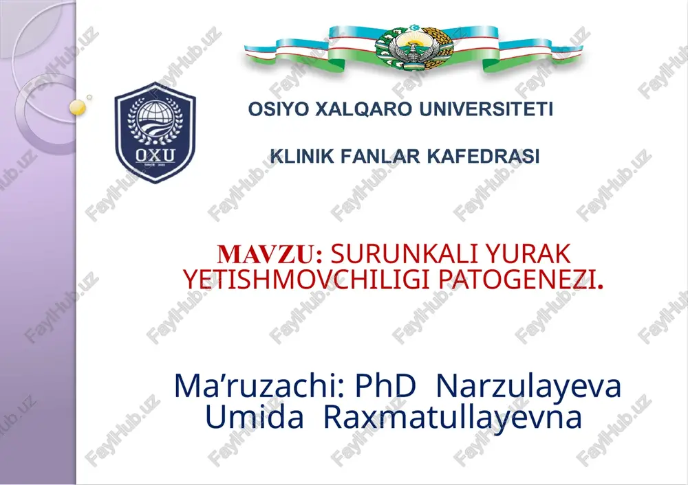 surunkali yurak yetishmovchiligi — PPTX