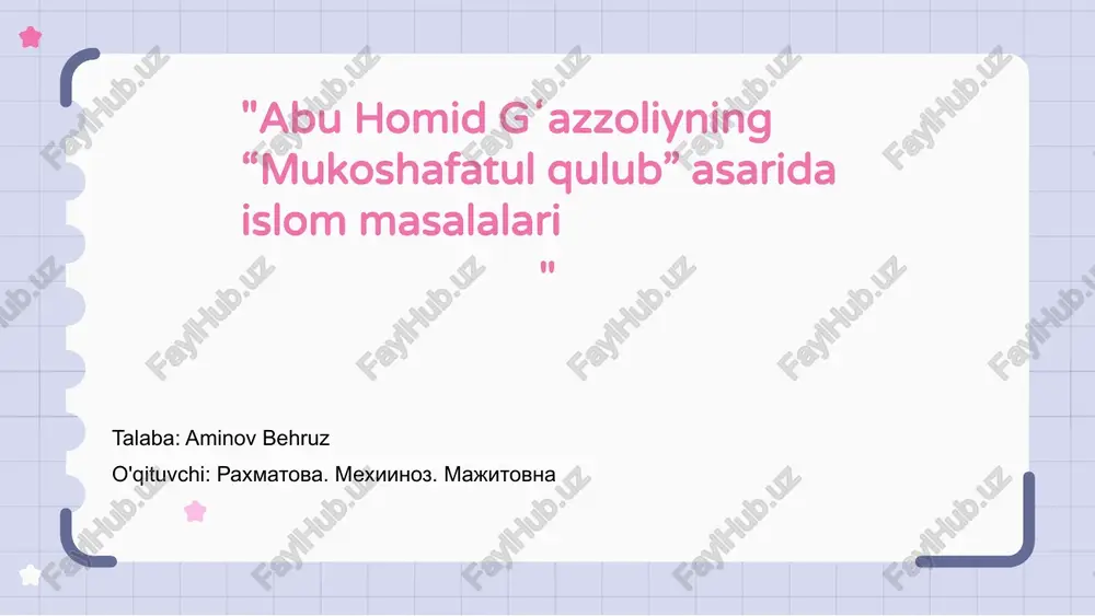 "mukoshafatul qulub" — PPTX