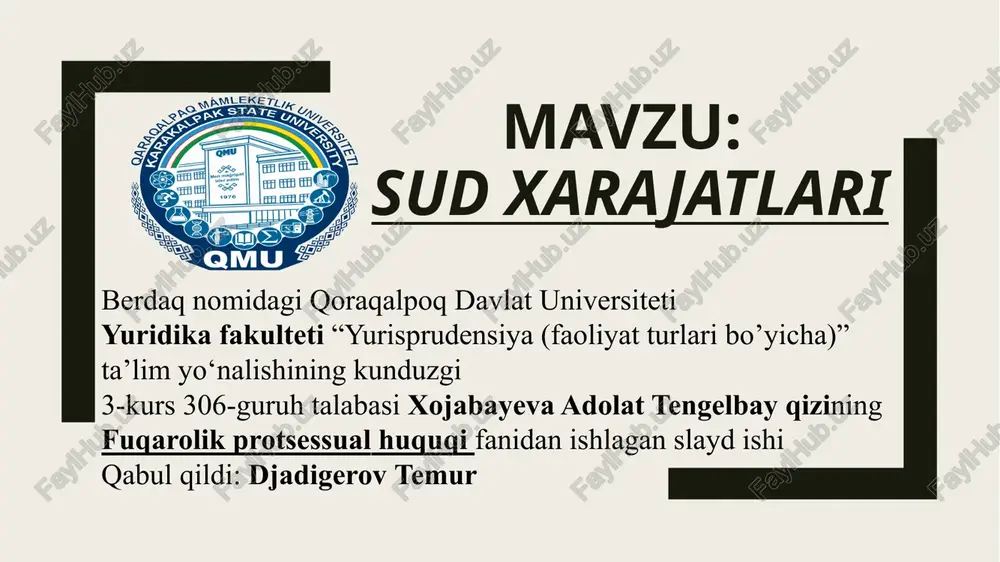 sud xarajatlari — PPTX