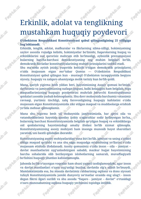 o‘zbekiston respublikasi konstitutsiyasi — DOCX