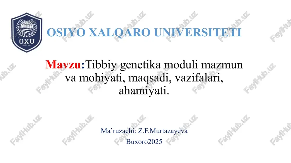tibbiy genetika moduli — PPTX