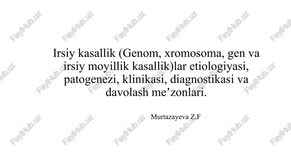 odamlarda genetika va irsiy kasalliklar — PPTX