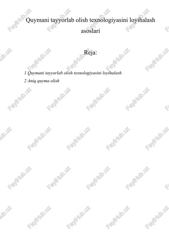 quymani tayyorlab olish texnologiyasi — DOCX
