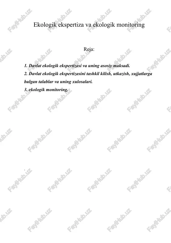 ekologik ekspertiza va ekologik monitoring — DOCX