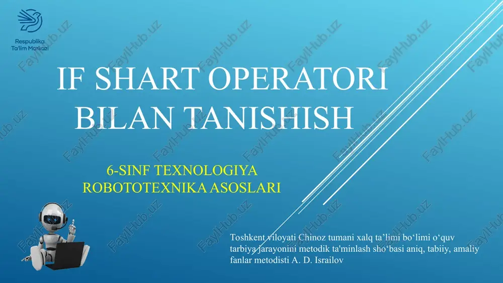 6-sinf texnologiya robototexnika asoslari — PPT