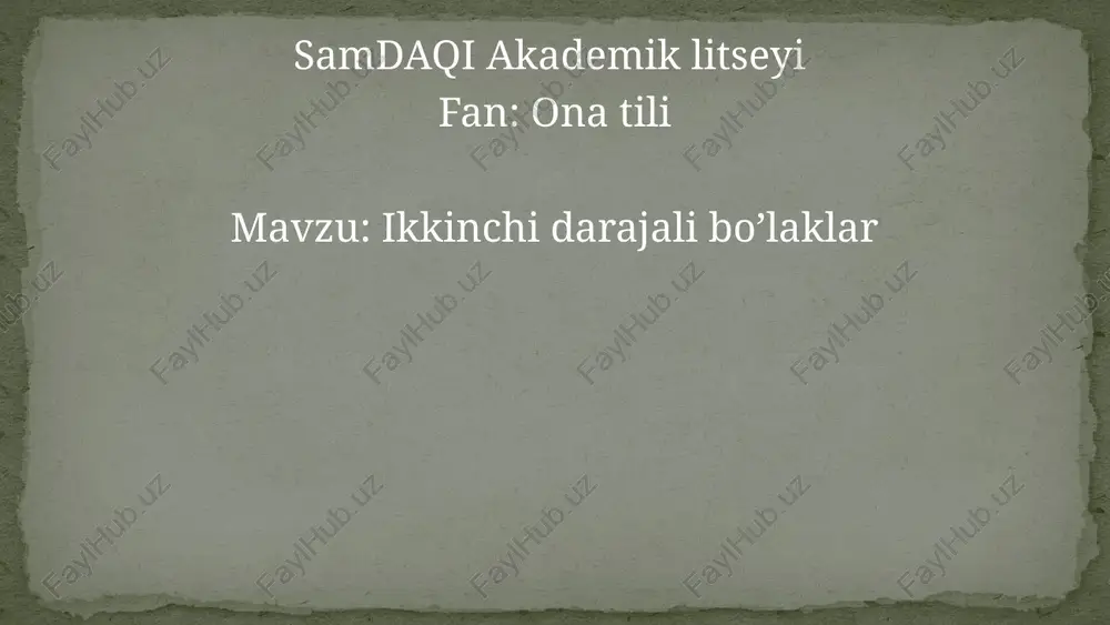 ikkinchidarajalibo’laklar — PPTX