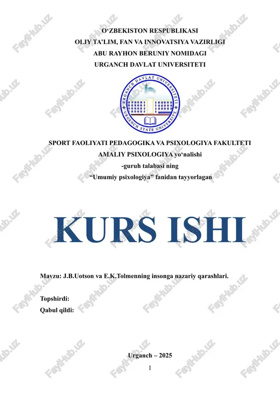 j.b.uotson va e.k.tolmenning insonga nazariy qarashlari — DOCX
