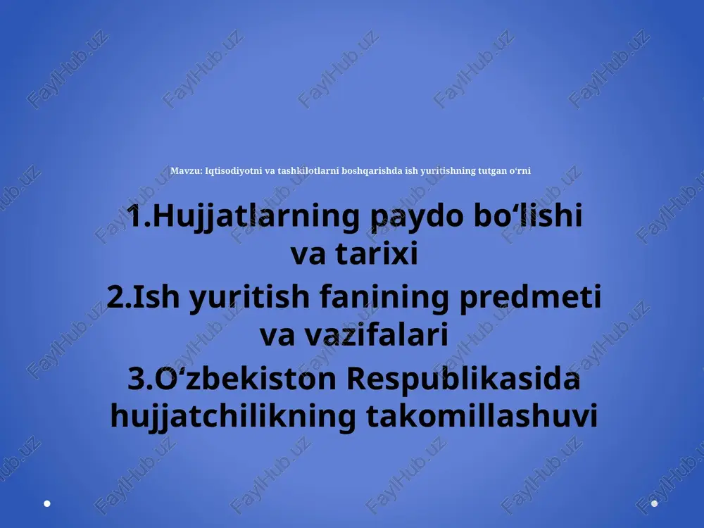 iqtisodiyotni va tashkilotlarni boshqarish — PPTX