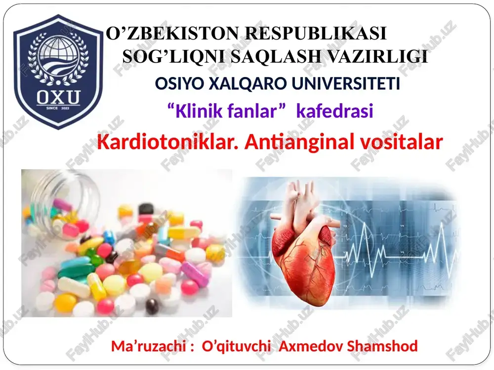 kardiotoniklar.antianginalvositalar — PPTX