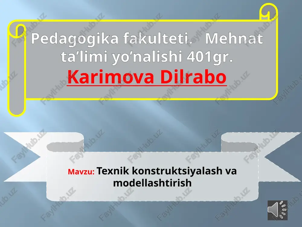 texnik konstruktsiyalash va modellashtirish — PPTX