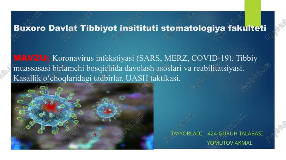 koronavirus infekstiyasi(sars,merz,covid-19) — PPTX