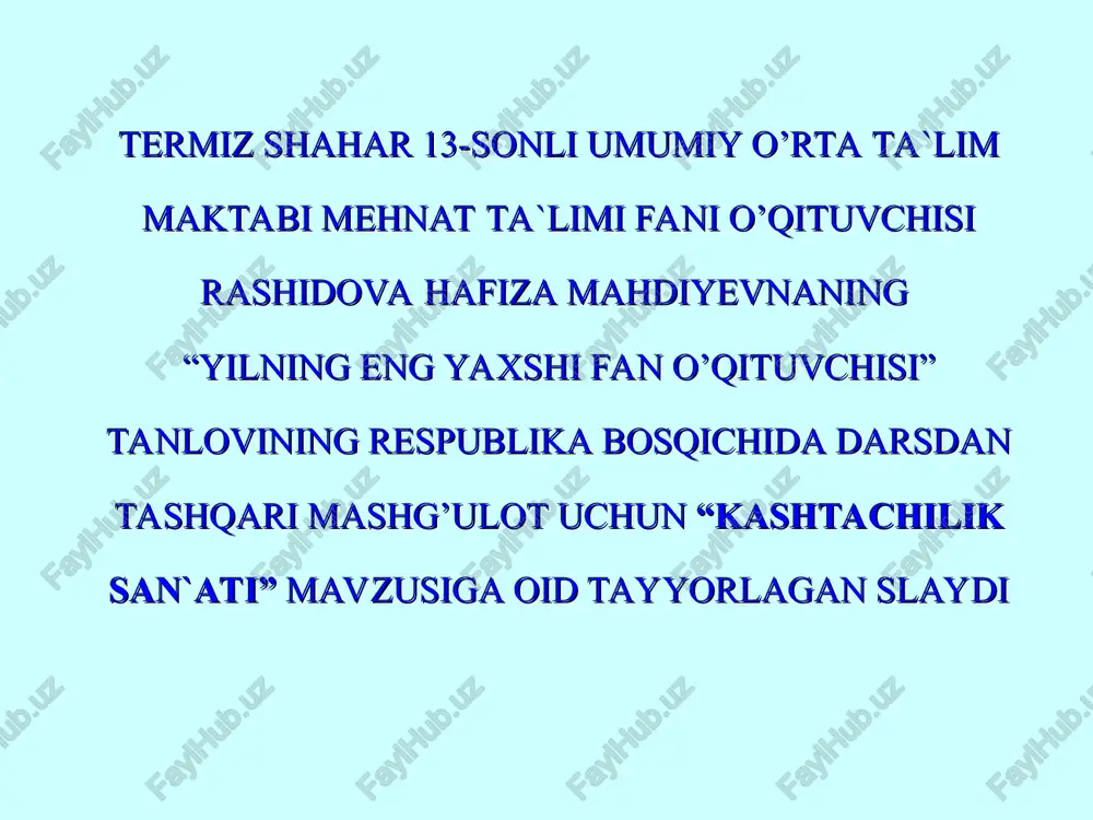 "kashtachilik san'ati" — PPT