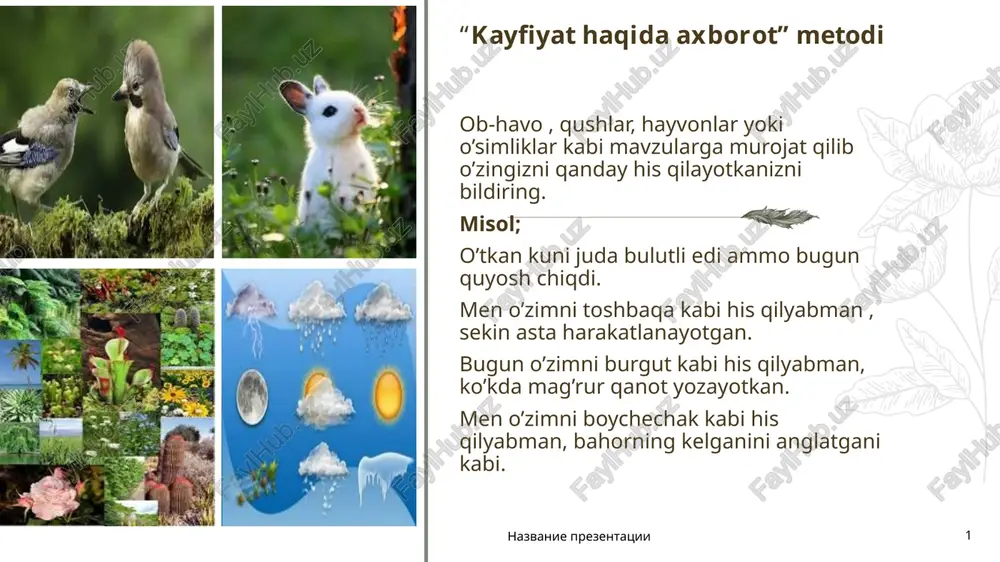 kayfiyathaqidaaxborot metod — PPTX