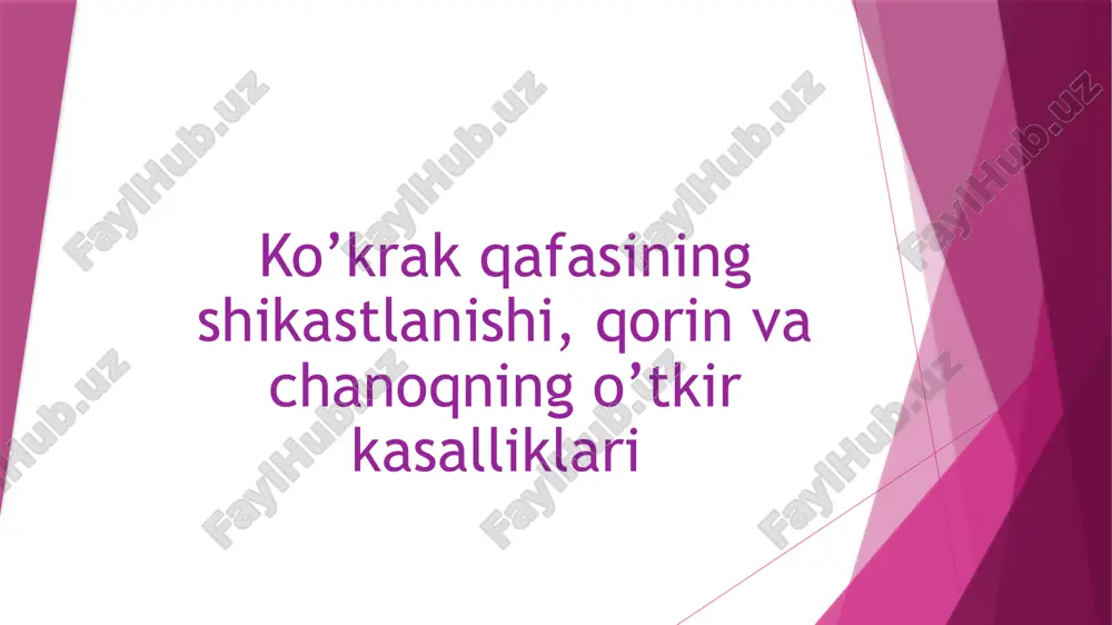 ko'krak qafasinin shikastlanishi — PPTX