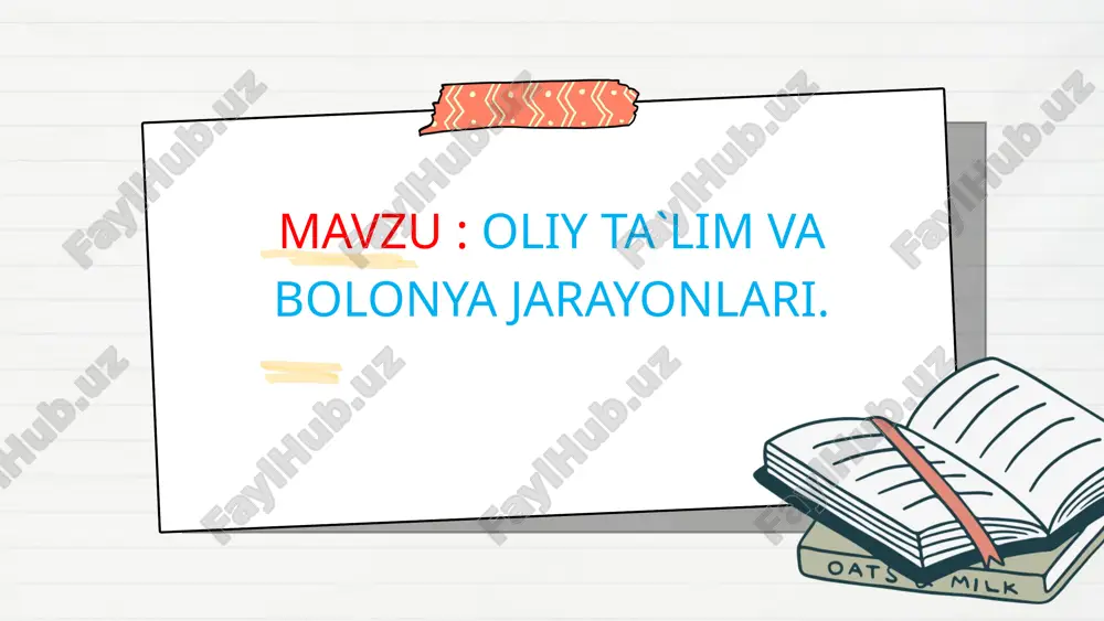 oliy ta`lim va bolonya jarayonlari — PPTX