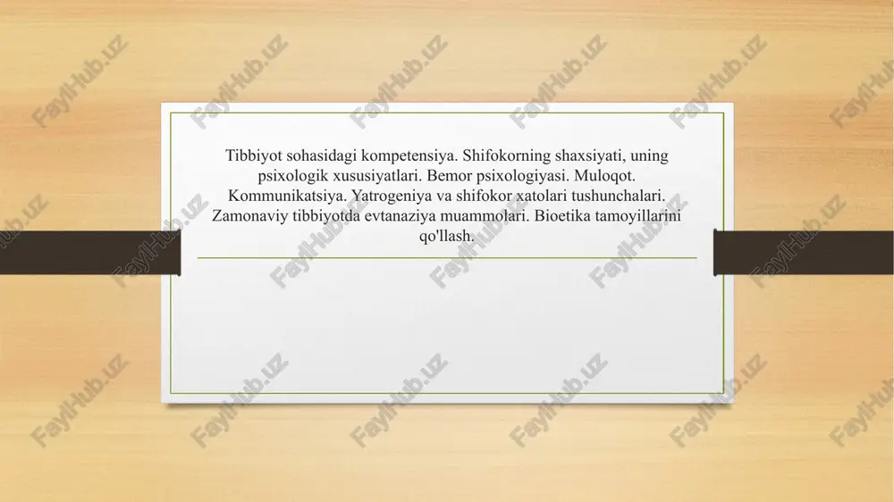 tibbiyot sohasidagi kompetensiya — PPTX