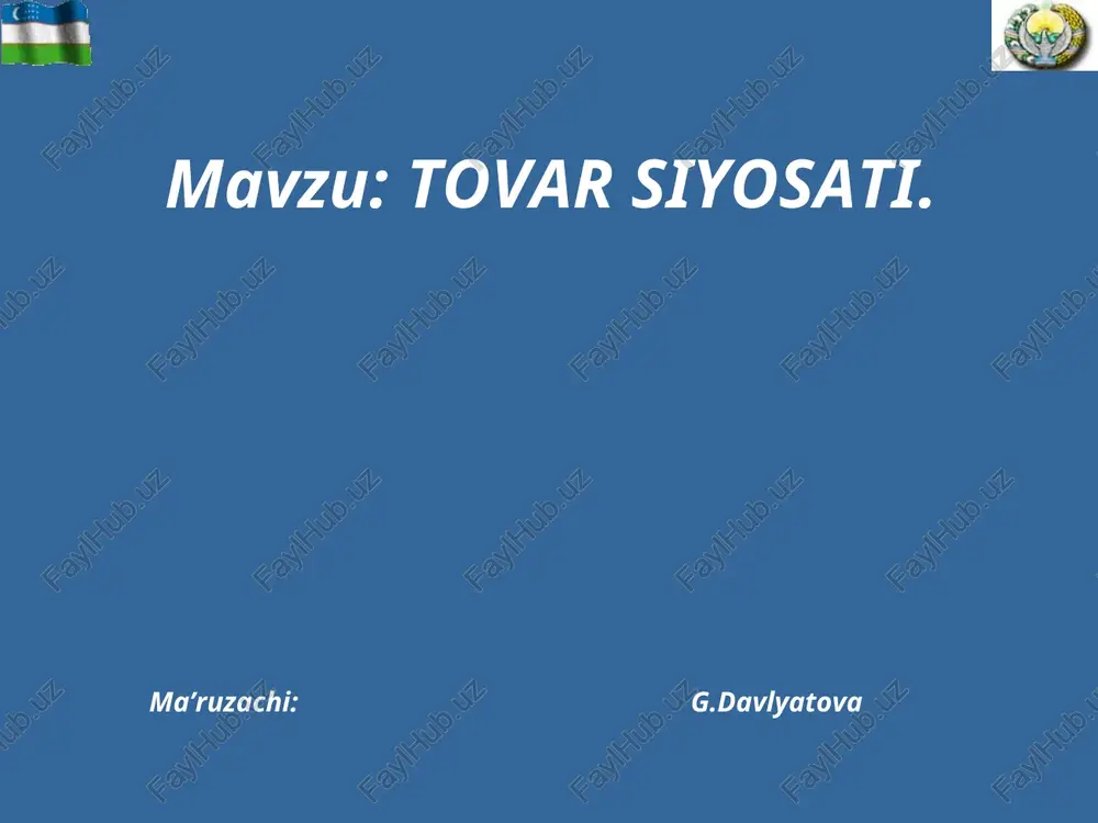 tovar siyosati — PPT