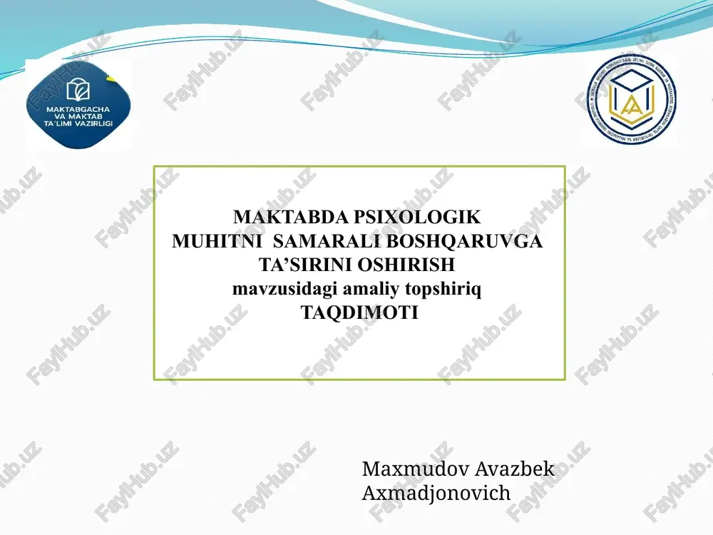 psixologik muhitni samarali boshqarish — PPTX