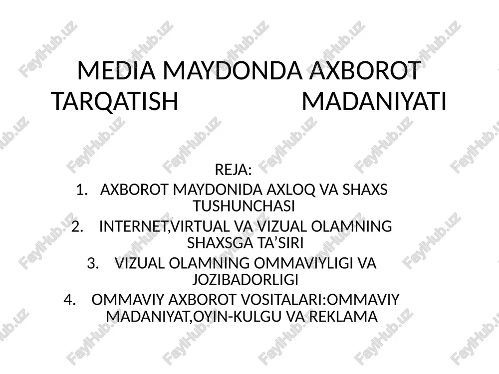 media maydonda axborot tarqatish madaniyati — PPTX