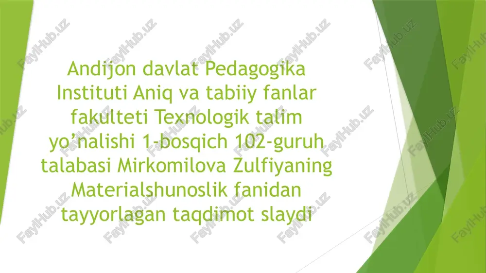 metallmasmateriallar — PPTX