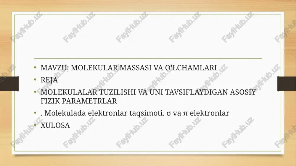 molekular massasi va o’lchamlari — PPTX