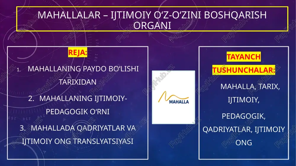 mahallalar – ijtimoiy o‘zini boshqarish organi — PPTX