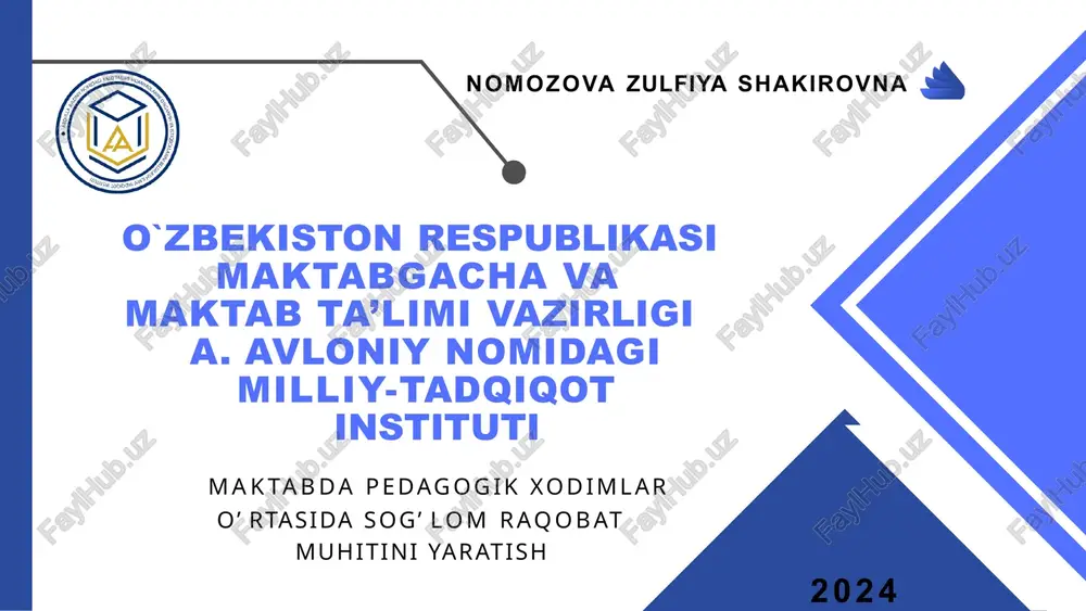 so'g'loq muhitini yaratish — PPTX