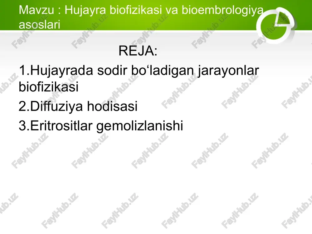 hujayra biofizikasi va bioembrologiya asoslari — PPTX