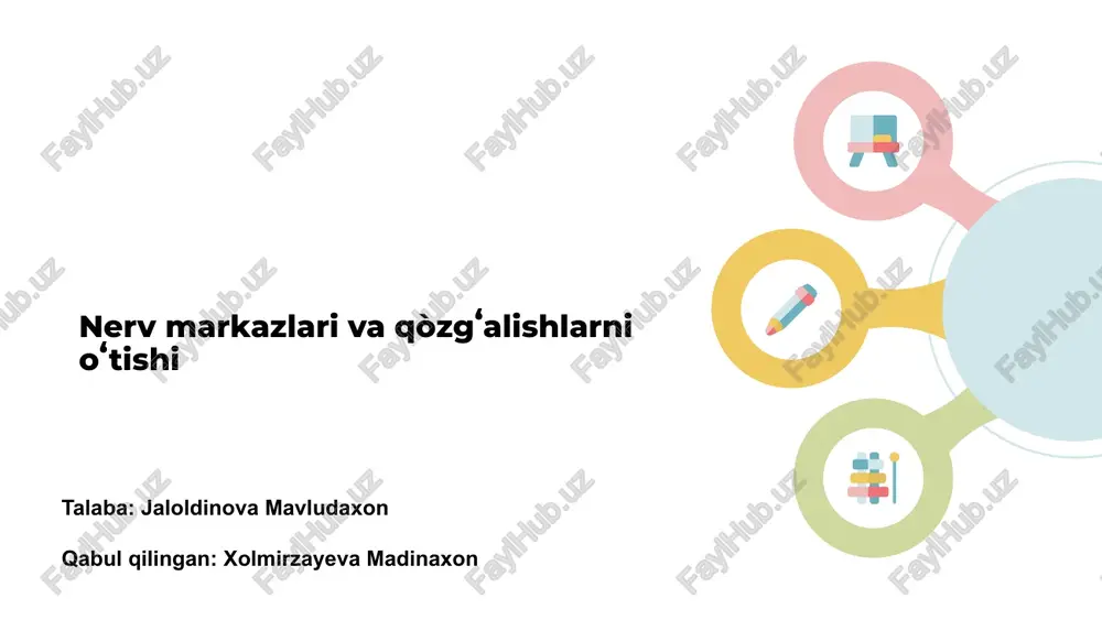 nerv markazlari va qòzgʻalishlarni oʻtishi — PPTX