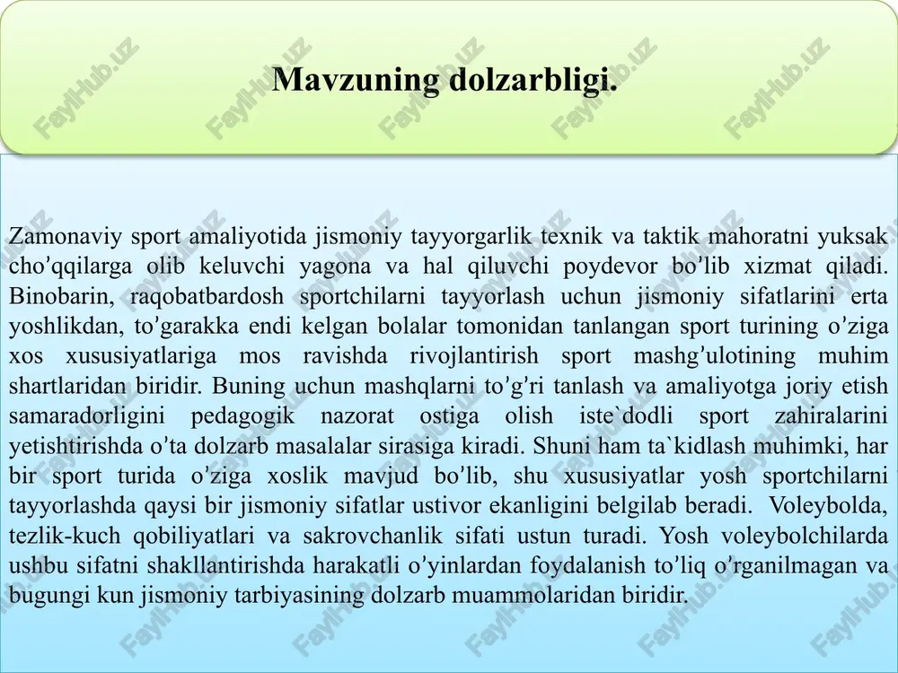 zamonaviy sport amaliyoti — PPTX