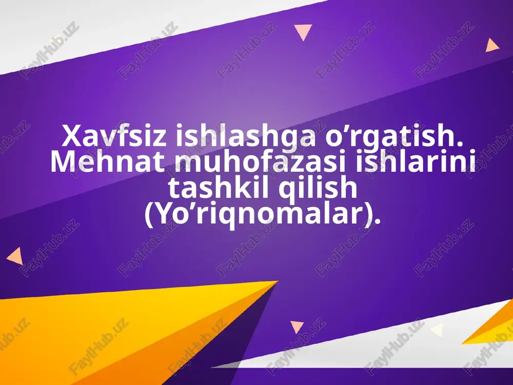 mehnat muhofazasi yo'riqnomasi — PPTX