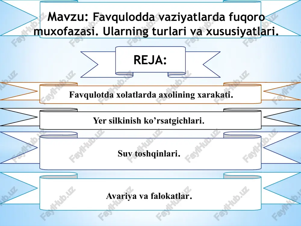 favqulodda vaziyatlarda fuqoro muxofazasi — PPTX