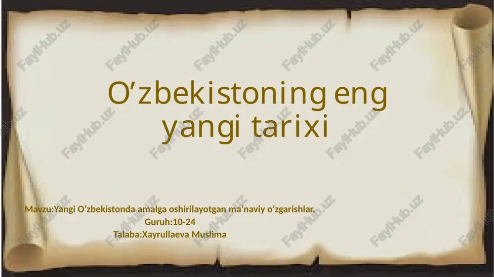o’zbekistoning eng yangi tarixi — PPTX